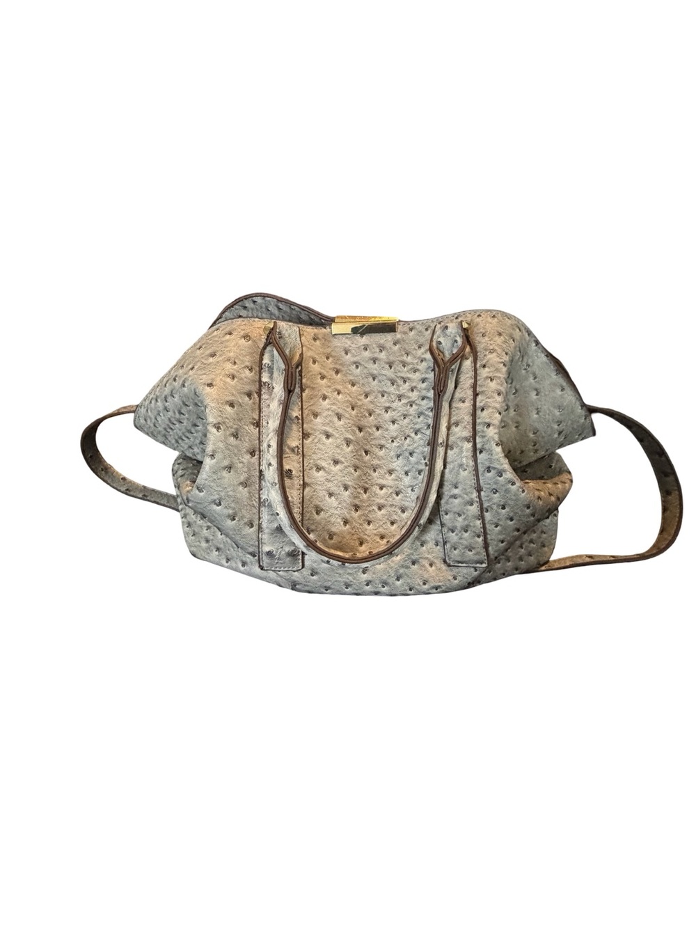 Gabriella Rocha Grey Faux Ostrich-Texture Dual Top With Gold Hardware
